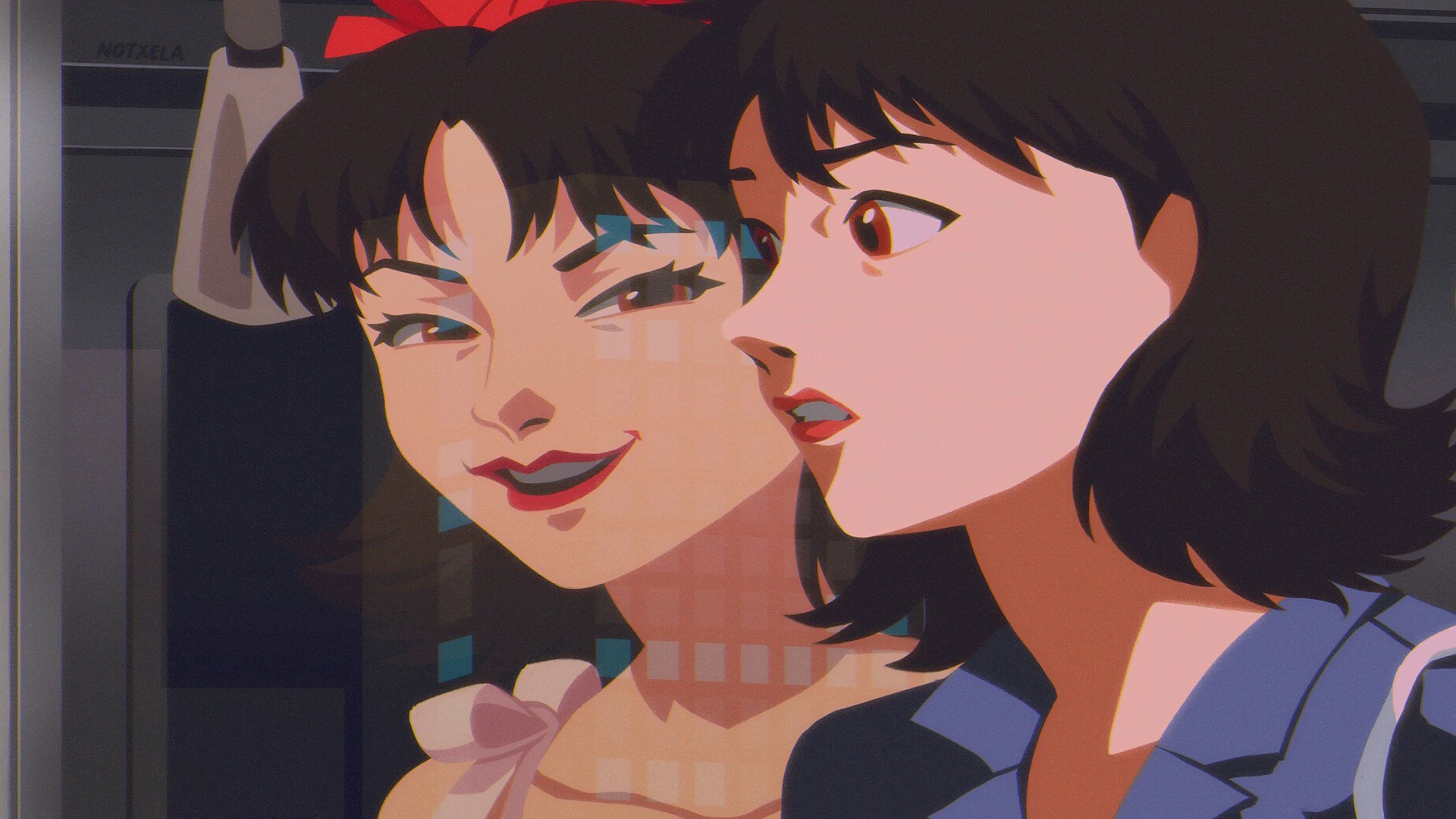 A scene from Perfect Blue showing Mima looking at her reflection.