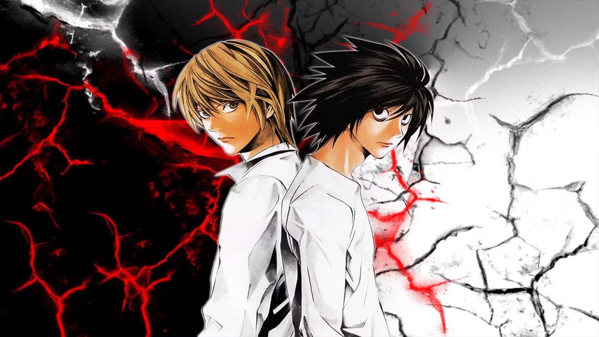 L and Light Yagami in a tense standoff from Death Note.