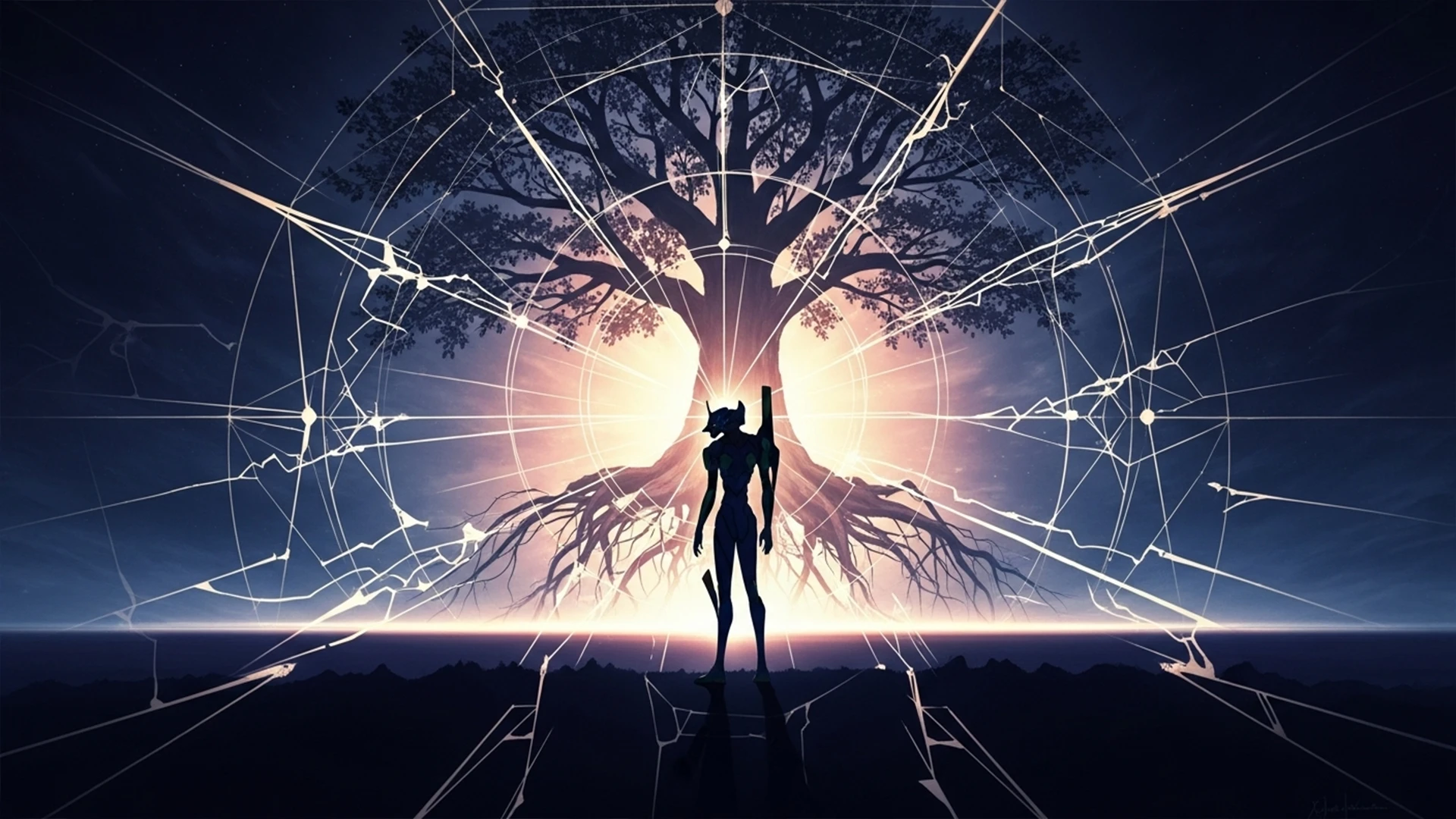 Symbolic imagery from the Neon Genesis Evangelion opening.