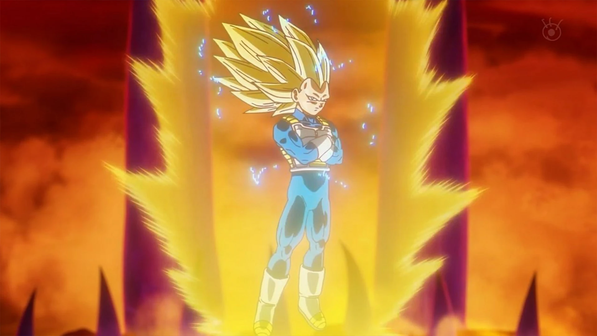 Vegeta from Dragon Ball Z in a classic, prideful pose, representing the stoic rival.