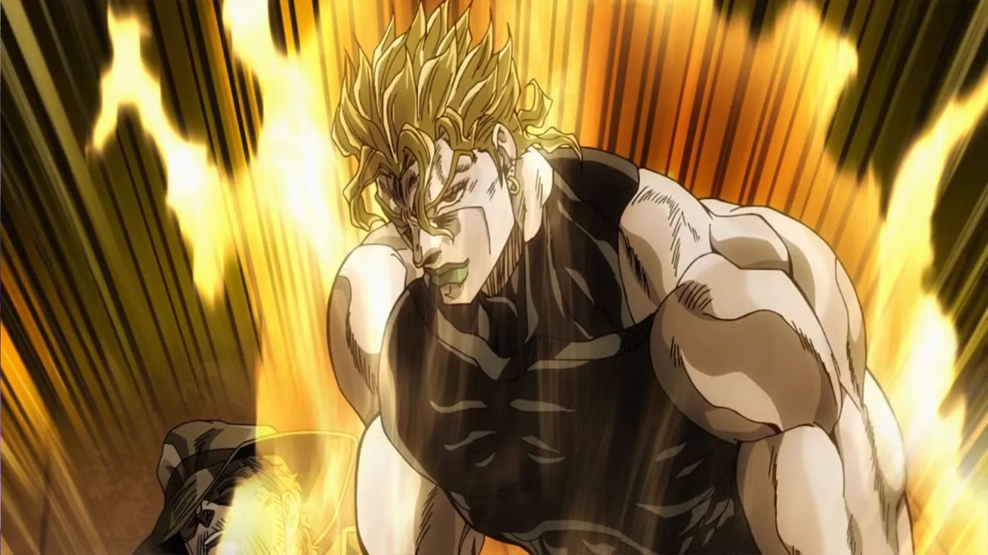 Dio Brando striking a theatrical, villainous pose.